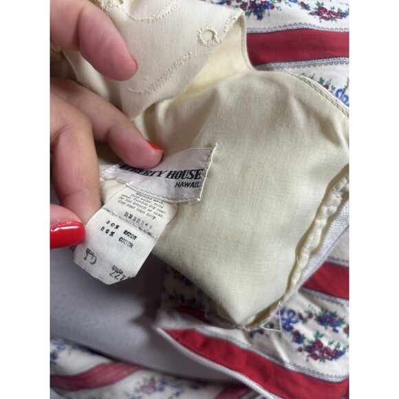 Vtg 70s Princess Kaiulani Hawaiian Maxi Floral Dress M Short Puff Sleeves Eyelet - Picture 11 of 16